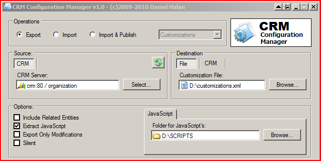 Microsoft CRM Configuration Manager Extract JS