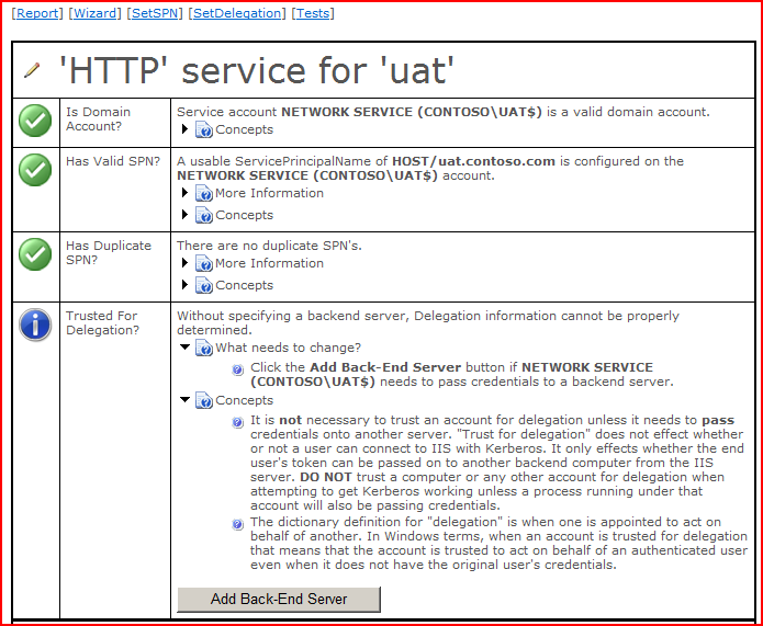HTTP service for UAT status