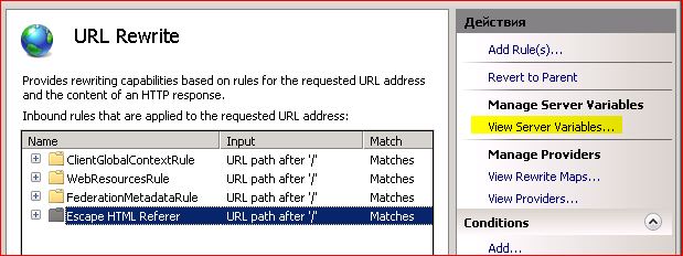 IIS - URL Rewrite Module - View Server Variables