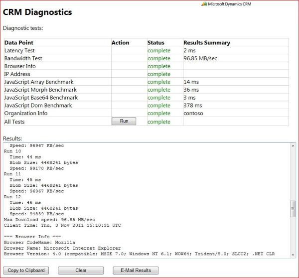 CRM 2011 Client Diagnostics Tool